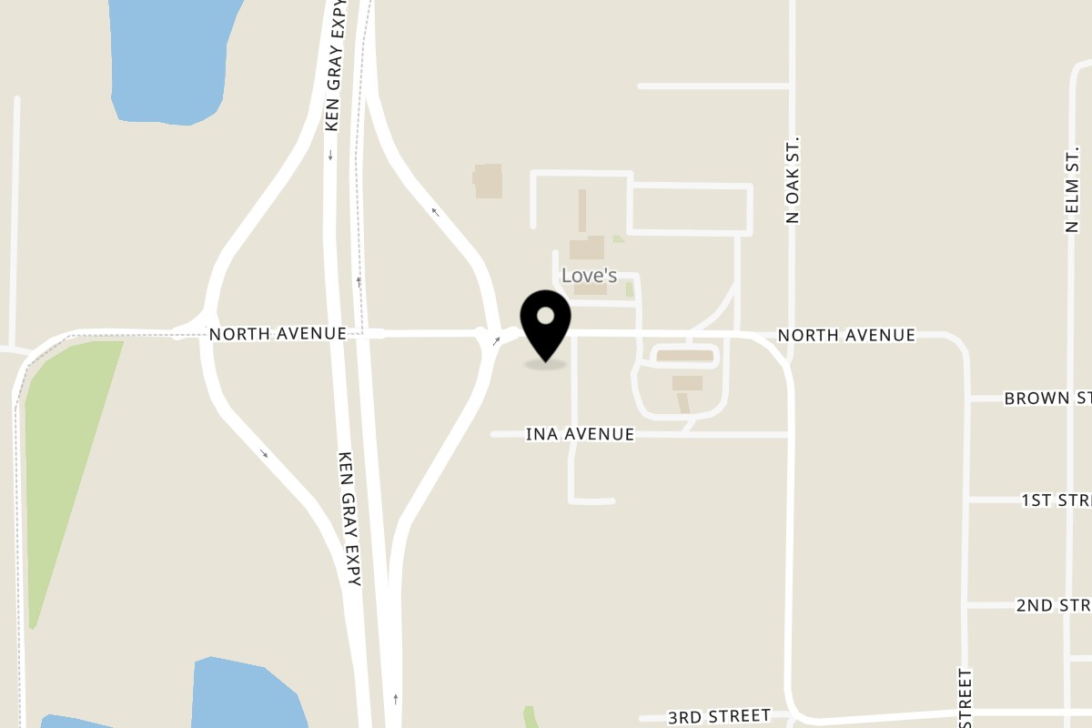 Map showing the location of Porch Chair BBQ PCB on 201 Taylor St in Ina
